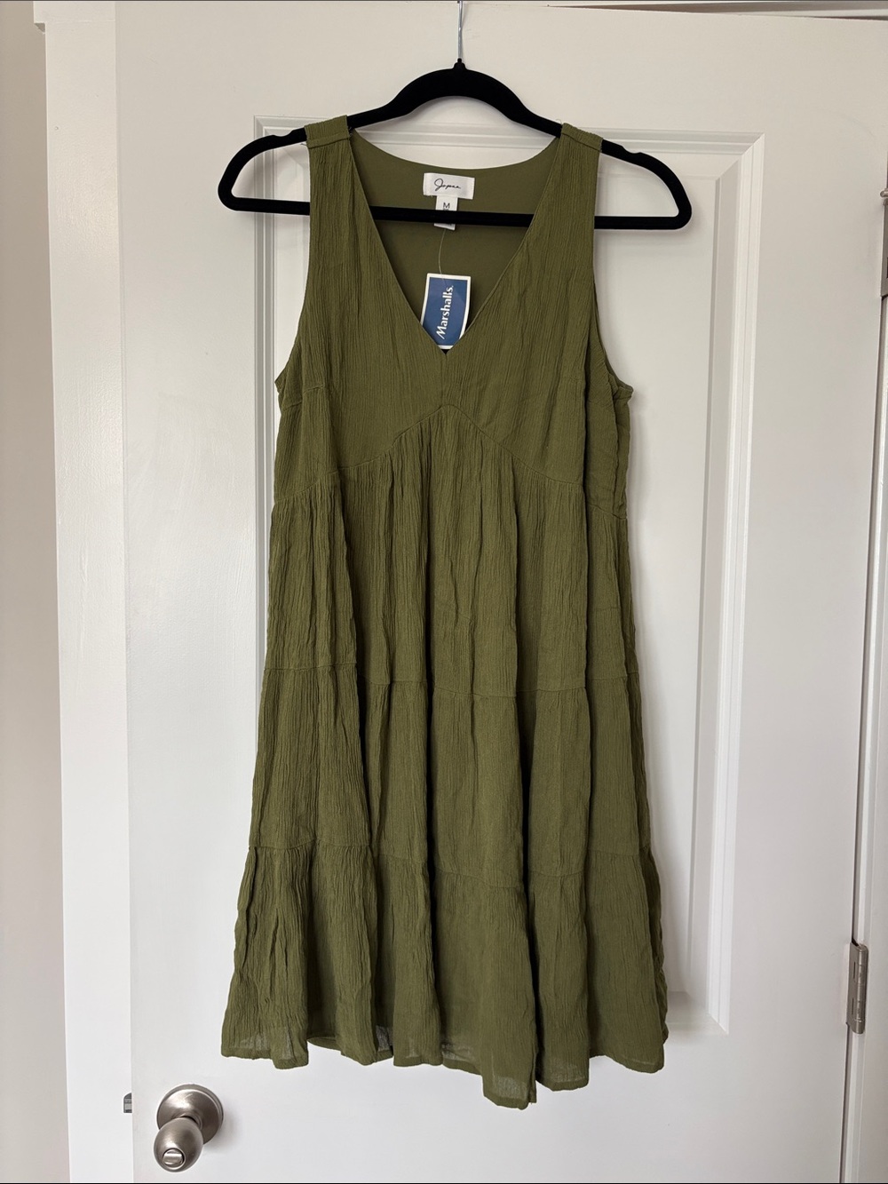 Olive Green Sleeveless Tiered Mini Dress
